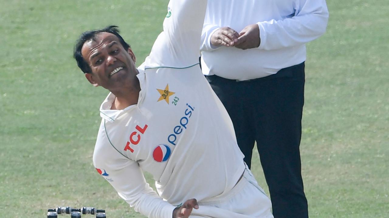 Pakistan's Nauman Ali claimed a six-wicket haul. (Photo by Aamir QURESHI / AFP)