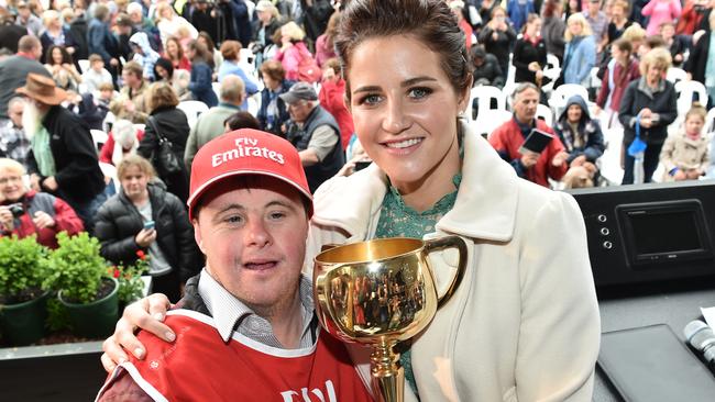 Melbourne Cup winning jockey Michelle Payne (right) and her brother Steve. Picture: AAP