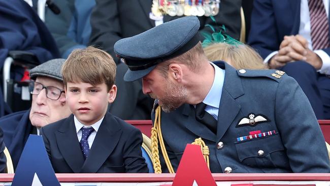LONDON, ENGLAND - MAY 05: Prince William, Prince of Wales and Prince Louis of Wales during the military procession to mark the 80th anniversary of VE Day on May 05, 2025 in London, England. The King and Queen, joined by Members of the Royal Family, will take part in events from May 5th to May 8th to commemorate the 80th anniversary of VE Day, which signalled the end of the Second World War in Europe. (Photo by Chris Jackson/Getty Images)