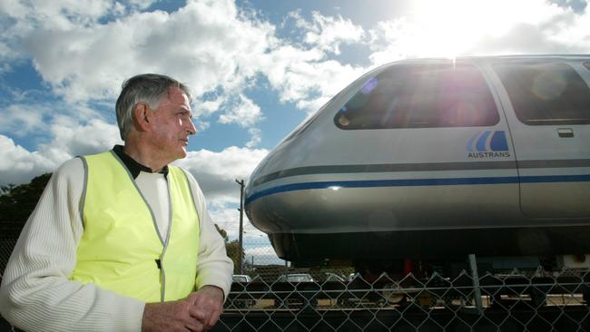 Gold Coast Mayor Ron Clarke inspected the Austrians transport Pods in 2004. Picture: Lannon Harley