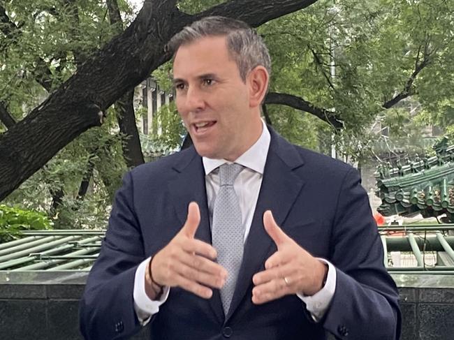 27/09/2024: Australian treasurer Jim Chalmers addresses media at his moring press conference at the Grand Hyatt hotel in Beijing, China. PIC: Will Glasgow