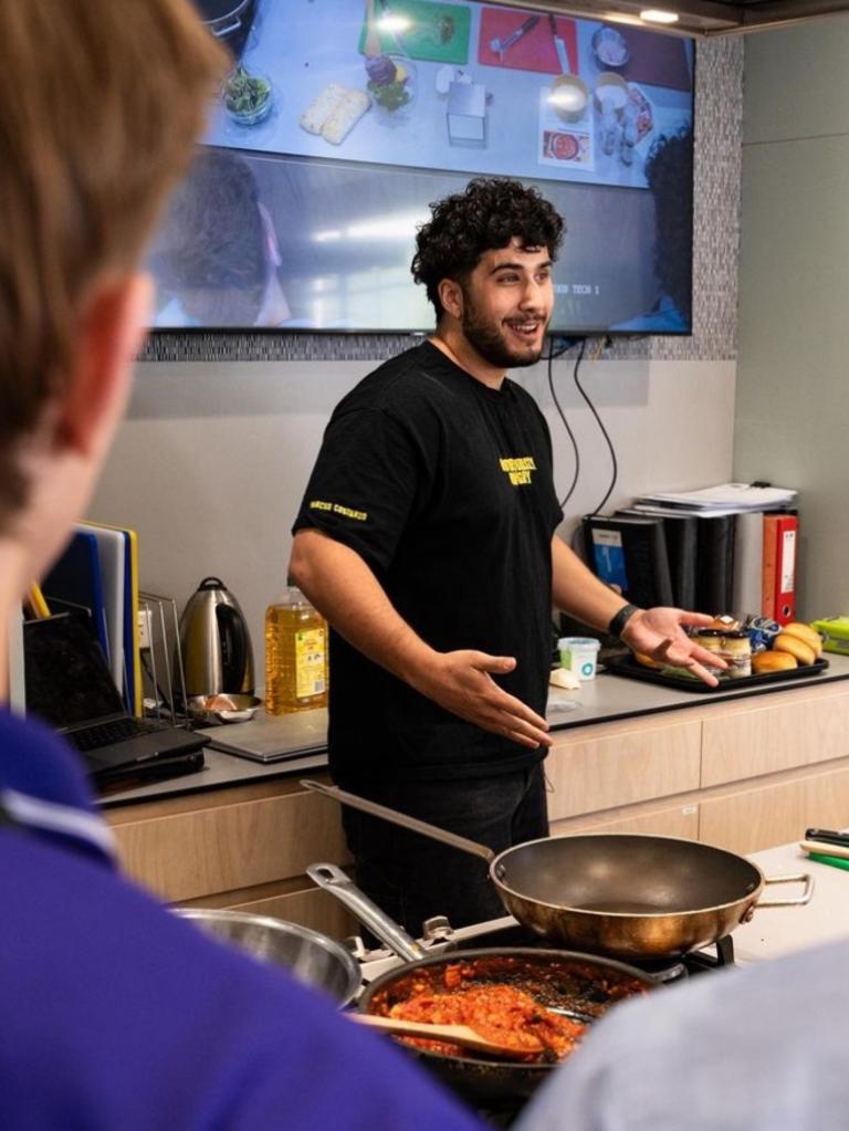 Marcus Costanzo hosting a cooking session at Christian Brothers College. Picture: Instagram @marcus.costanzo