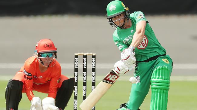 Meg Lanning tees off during her matchwinning knock against Perth.