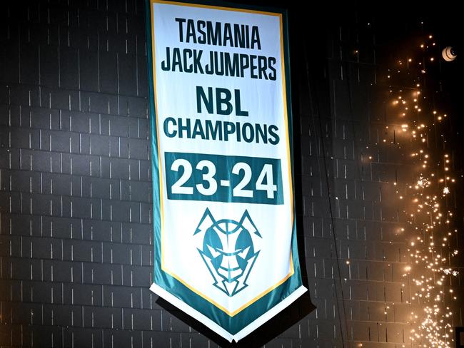 The JackJumpers 2023-24 championship banner, in all its glory. Picture: Getty Images