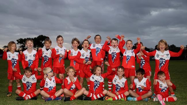 Ocean Grove Stow under-9 football team pull their funniest faces.