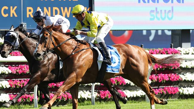 Nash Rawiller scored his third win for the day with a well-timed ride aboard High Blue Sea at Randwick. Picture: Getty Images