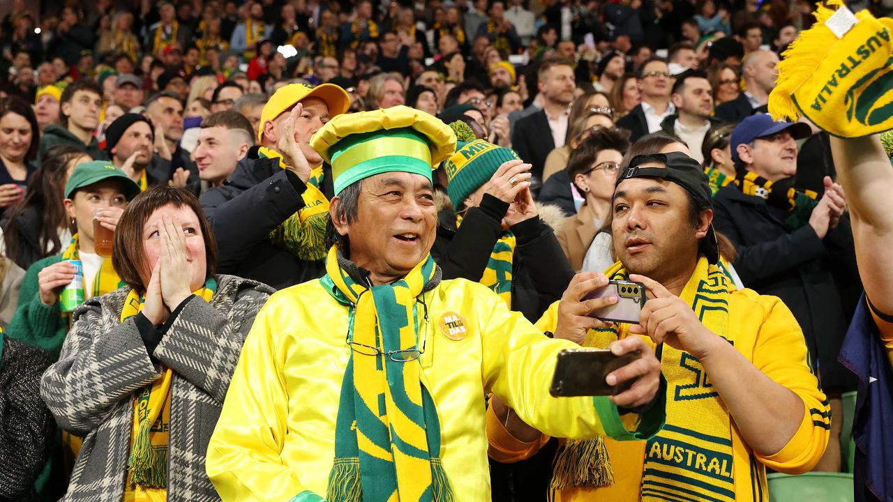 Fans are seen during the match at Melbourne Rectangular Stadium. Picture: Mark Stewart