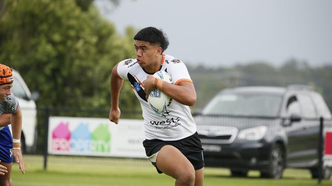 Dallis Taoai in action for the Macarthur Wests Tigers against the North Coast Bulldogs during round two of the Andrew Johns Cup at Kirkham Oval, Camden, 10 February 2024. Picture: Warren Gannon Photography