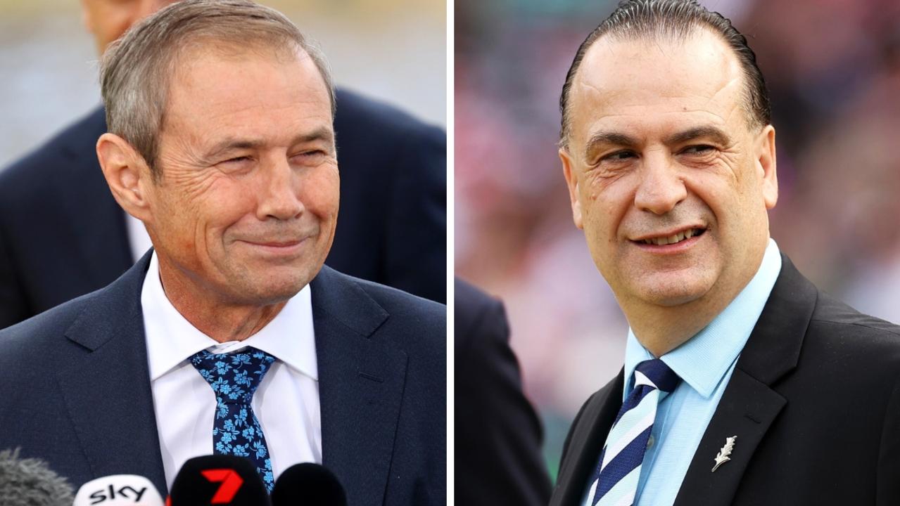 WA Premier Roger Cook and NRL supremo Peter V'landys.