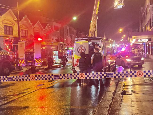 Emergency services attended an apartment fire on Enmore Road, Newtown on Thursday night. Picture: Paul Brescia