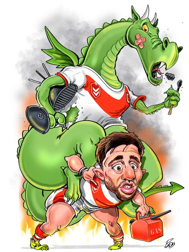 Ben Hunt is still carrying the Dragons. Artwork: Scott 'Boo' Bailey.