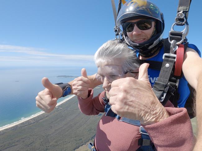 Ballina woman Mavis Austen, aged 90, went skydiving with Skydive Australia Byron Bay on Sunday, October 4, 2020.