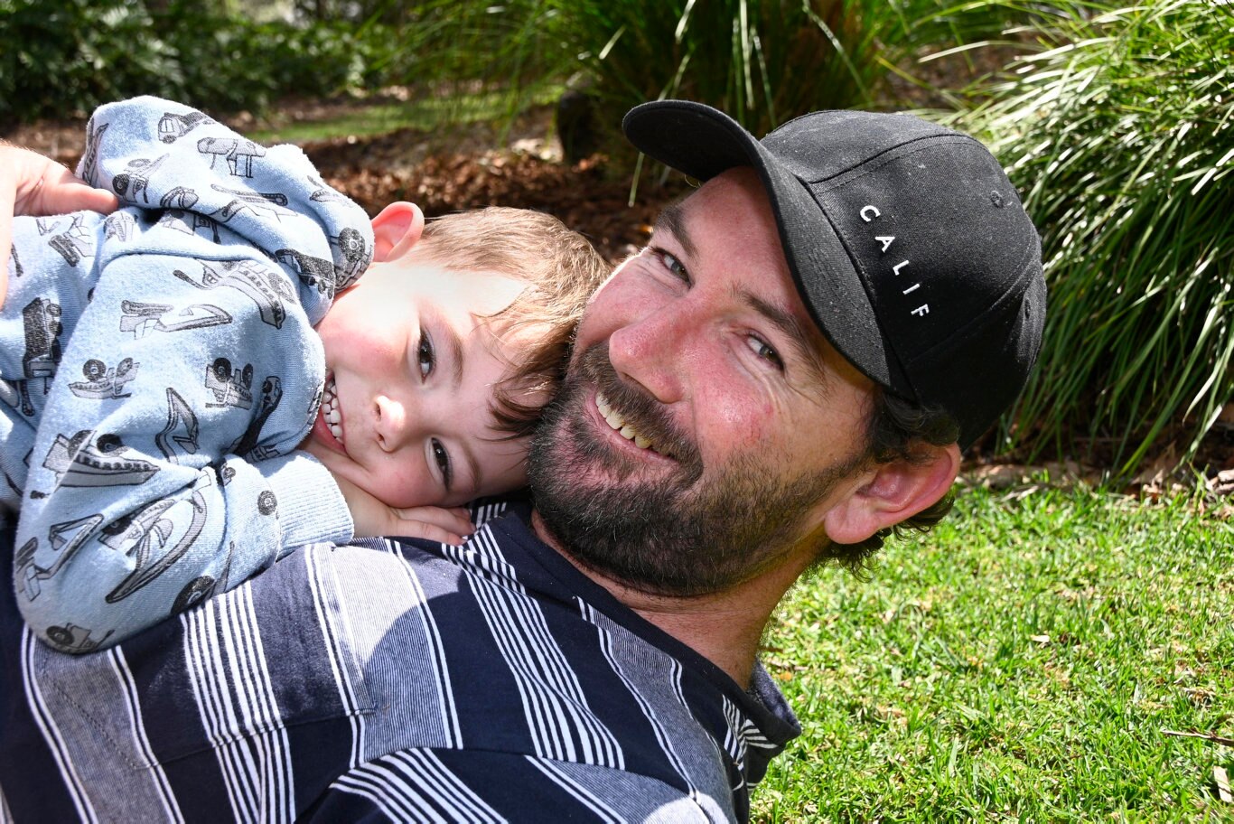 Father's Day Toowoomba. Xavier with his dad Tim Gibson.