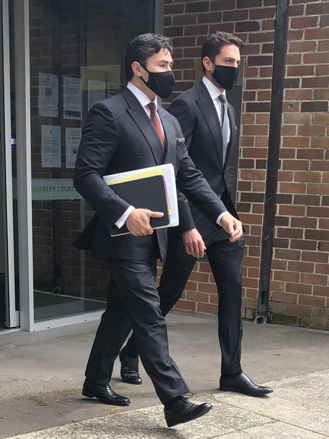 Ginsberg (right) and his lawyer Bryan Wrench (left) leave Waverley Local Court in September.