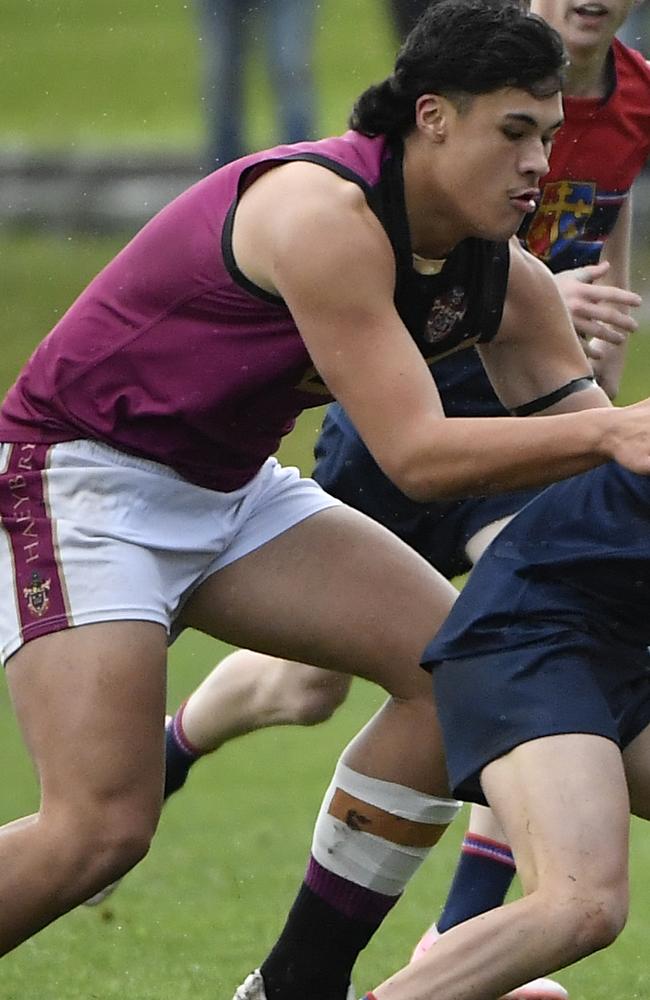 Tairon Ah-Mu dominated in the ruck. Picture: Andrew Batsch