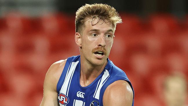 AFL Round 18. 17/09/2020.  North Melbourne vs West Coast Eagles at Metricon stadium, Gold Coast.  Sam Durdin of the Kangaroos    . Pic: Michael Klein