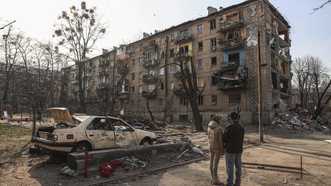 One of the destroyed towns near Ukraine's capital of Kyiv as the battle between Moscow continues to worsen. Picture: Metin Aktas/Anadolu Agency via Getty Images