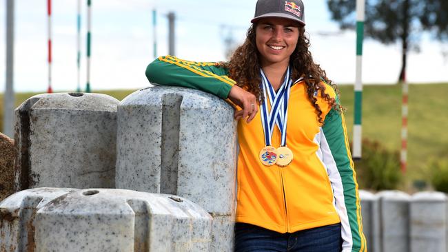 Jessica Fox returns home with two gold medals from the world championships. (Matt Sullivan)