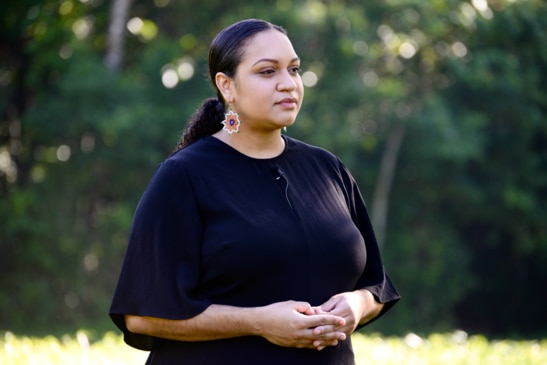 Murrawah Johnson, co-director of Youth Verdict, addresses historic case before Land Court of Queensland