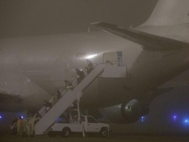 American evacuees from the Diamond Princess cruise ship arrive at Joint Base San Antonio-Lackland on February 17, 2020 in San Antonio, Texas. Picture: Getty Images/AFP