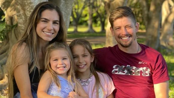 Retired Australian professional motorcycle racer Casey Stoner and his family. Picture: Facebook