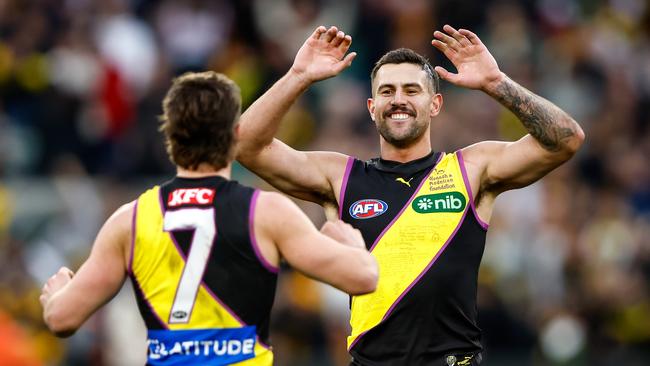 Jack Graham has had some big moments in Richmond’s close win. Picture: Dylan Burns/AFL Photos via Getty Images