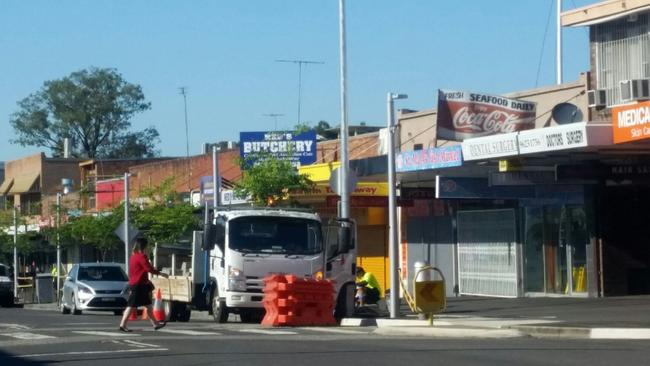 A photo of the main Queen St shopping strip in St Marys.