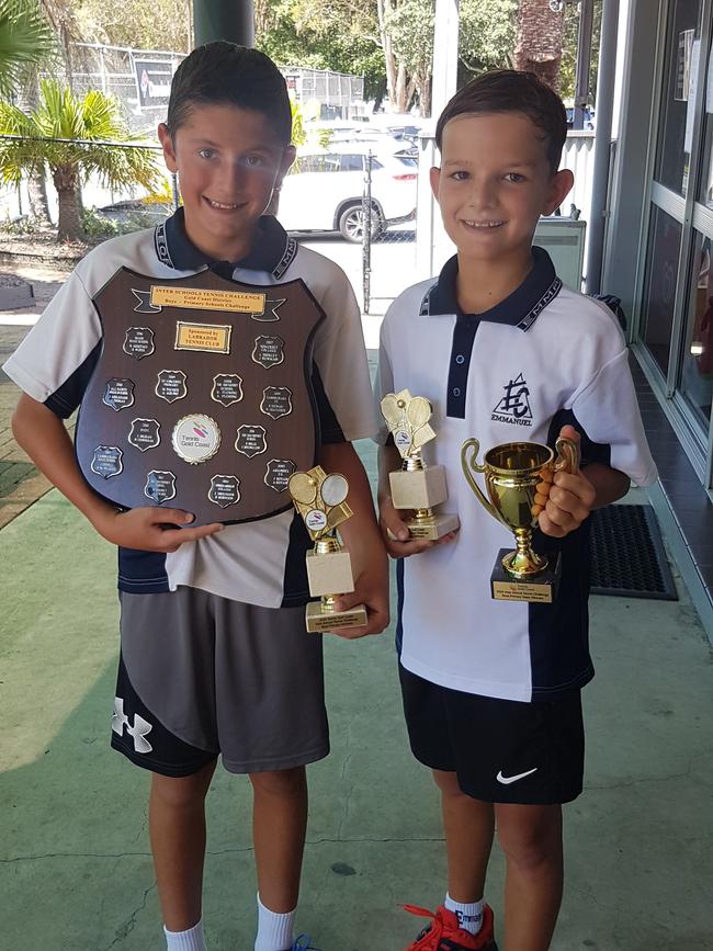 Tennis Gold Coast Inter-School Tennis Challenge. Primary Boys - Emmanuel College: Adrian Aranyi &amp; Nikolai Yanochkin. Picture: SUPPLIED