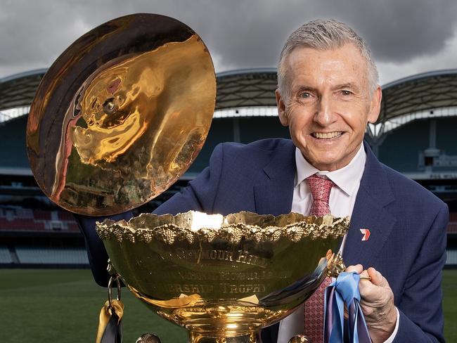 Thursday, 21st September, 2023 - SANFL. Bruce McAvaney will walk the Thomas Seymour Hill premiership trophy out onto Adelaide Oval on Grand Final Day. Picture: Sarah Reed/SANFL