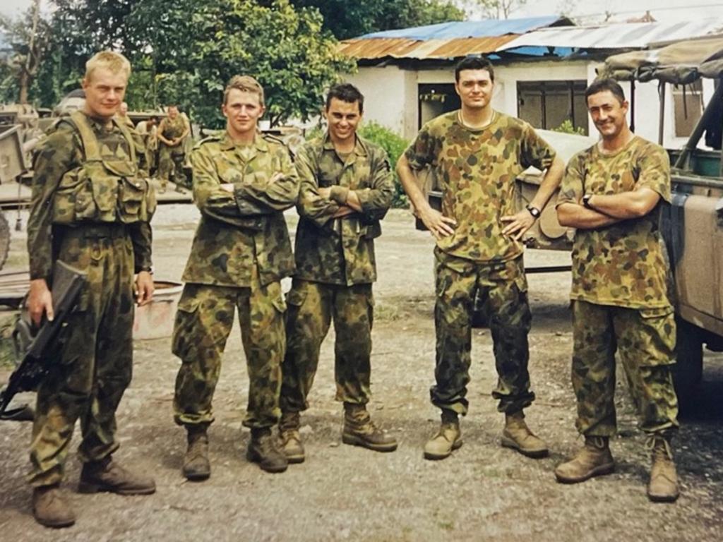 Colonel Ben McLennan (third from left) deployed with 2RAR to East Timor in September 1999 as part of INTERFET. Picture: Supplied.