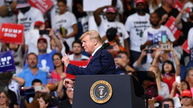 Donald Trump at his rally at the Amway Centre in Orlando. Picture; AFP.