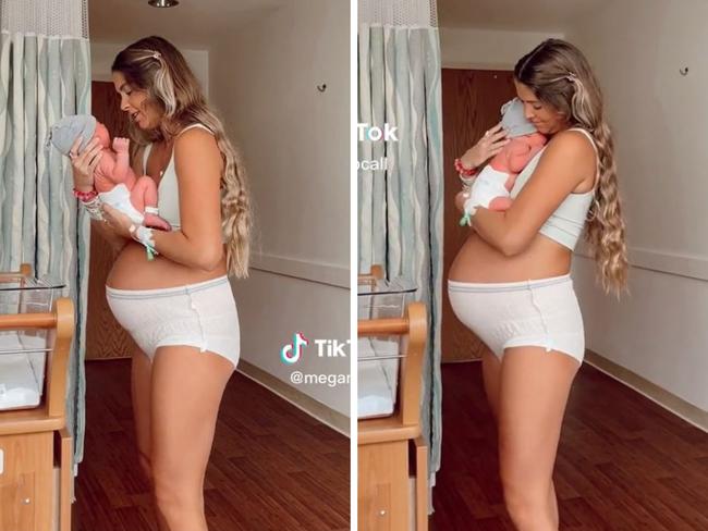 A mum has gone viral on TikTok for showing what her body looked like 12 hours after giving birth, with viewers describing it as 'the most beautiful video I have ever seen'. Picture: TikTok