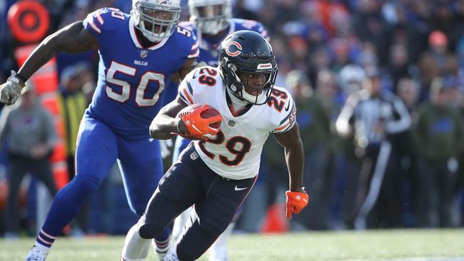 The sparkplug: Chicago Bears star Tarik Cohen would be dwarfed by the 185cm Valentine Holmes. Picture: Getty