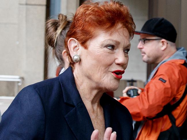 SYDNEY, AUSTRALIA - NewsWire Photos APRIL 30, 2024: Senator Pauline Hanson arrives at Federal Court on Tuesday. Green senator Mehreen Faruqi is suing Pauline Hanson under the Racial Discrimination Act after the One Nation founder told her to Ãpiss off back to PakistanÃ Picture: NCA NewsWire / Nikki Short