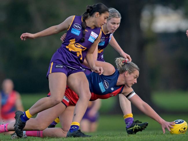 VAFA: Action from the clash between Collegians and Coburg. Picture: Andy Brownbill