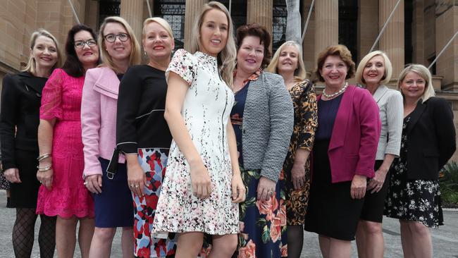 Cr Amanda Cooper (far left) with female councillors in Brisbane City Council. Picture: Annette Dew