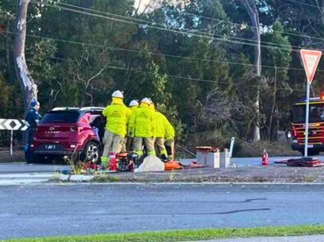 Jaws of life used to rescue woman after crash on busy Logan road