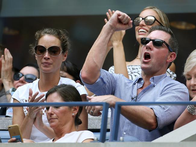 Christy Turlington and husband Ed Burns, above Karolina Kurkova attend the women’s final at Arthur Ashe Stadium on day 13 of the 2016 US Open. Picture: Getty