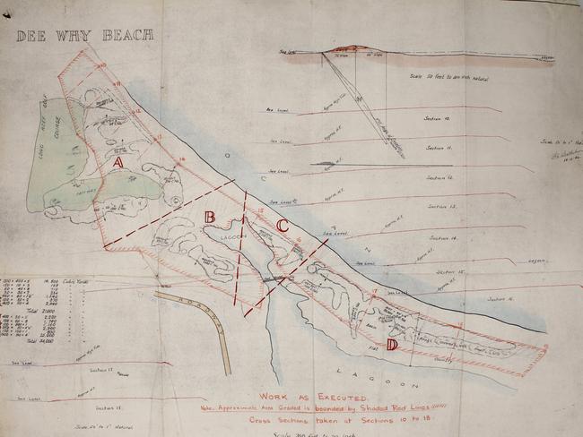 Plan of the sand dunes at Dee Why and Long Reef that were flattened in 1941-42. Picture State Archives