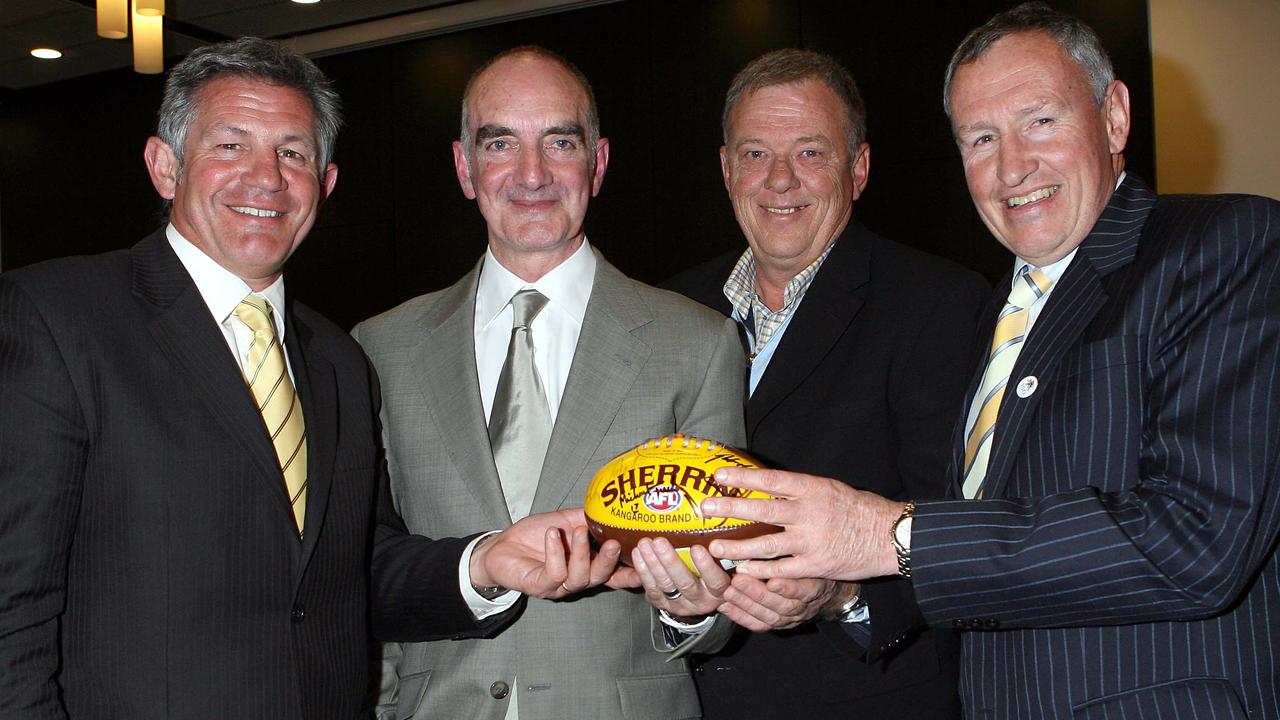 David Polkinghorne (far right) with fellow former Hawks Peter Russo, Peter Murnane, Alle de Wolde.