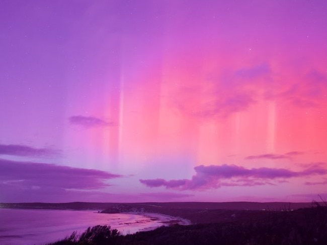 Shutterbugs and stargazers across Australia were treated to a spectacular celestial display last night and early this morning, as the Aurora Australis, or Southern Lights, made a rare appearance in South Australia. Kangaroo Island Picture: Linda N Irwin-Oak