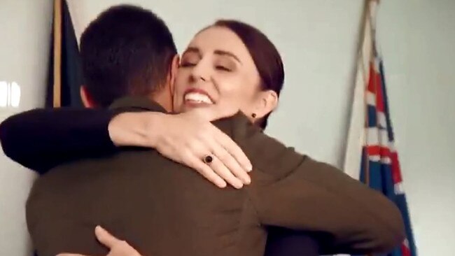 New Zealand PM Jacinda Ardern hugs Waleed Aly on The Project. Picture: Supplied