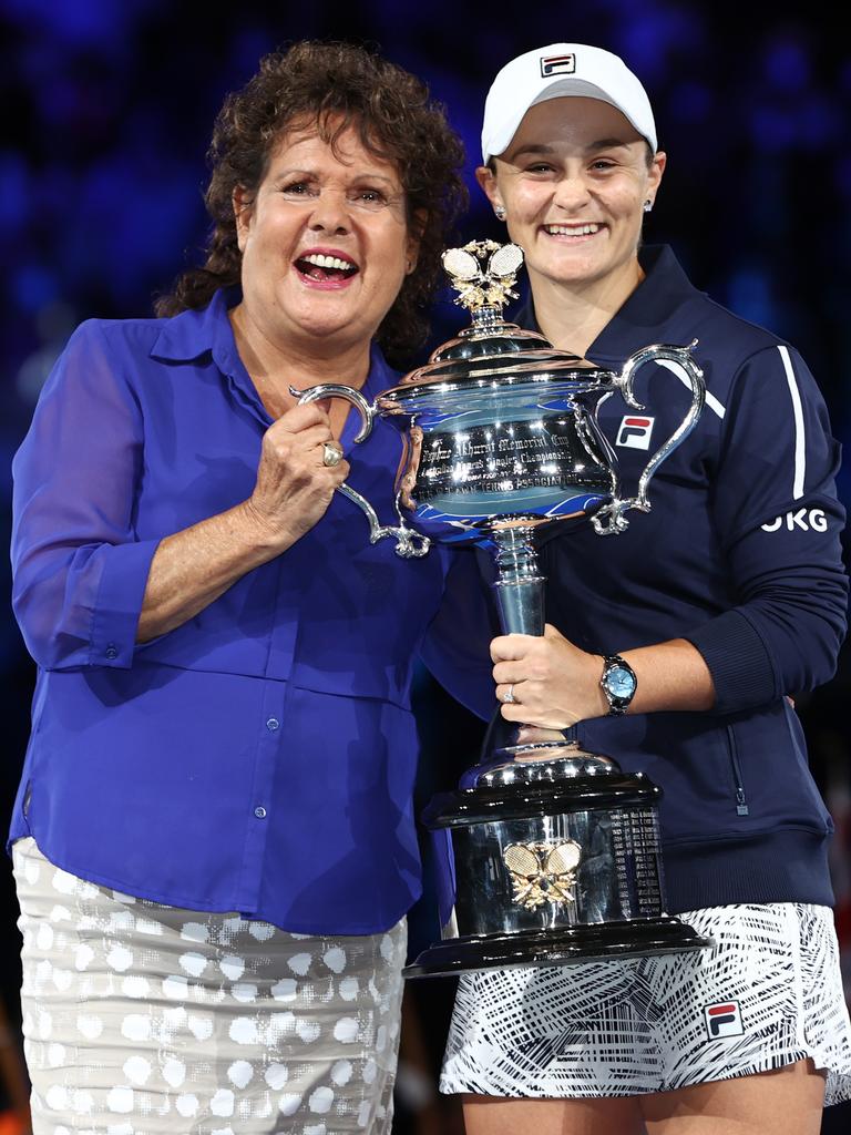 Cawley presented Barty with the trophy after her AO win in 2022. Photo by Michael Klein