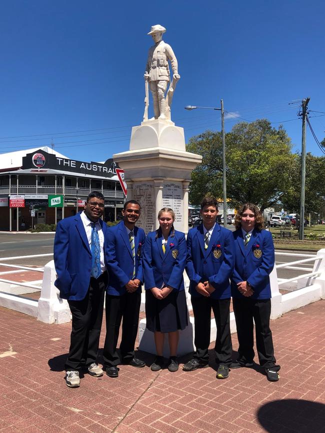 The 2021 Murgon State High School leadership team at the Remembrance Day ceremony in Murgon. Photo/Social Media