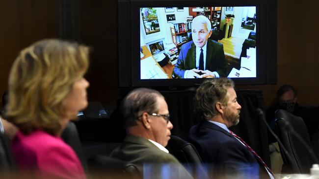 Senators listen as Dr. Anthony Fauci, speaks remotely during a virtual Senate Committee for Health, Education, Labor, and Pensions hearing. Picture; AP.