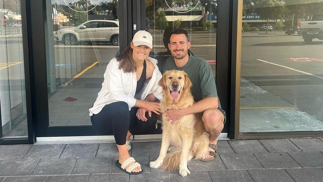 Hello Pilates studio owners Meg and Olly Shattock with their dog Bronny. Picture: Facebook