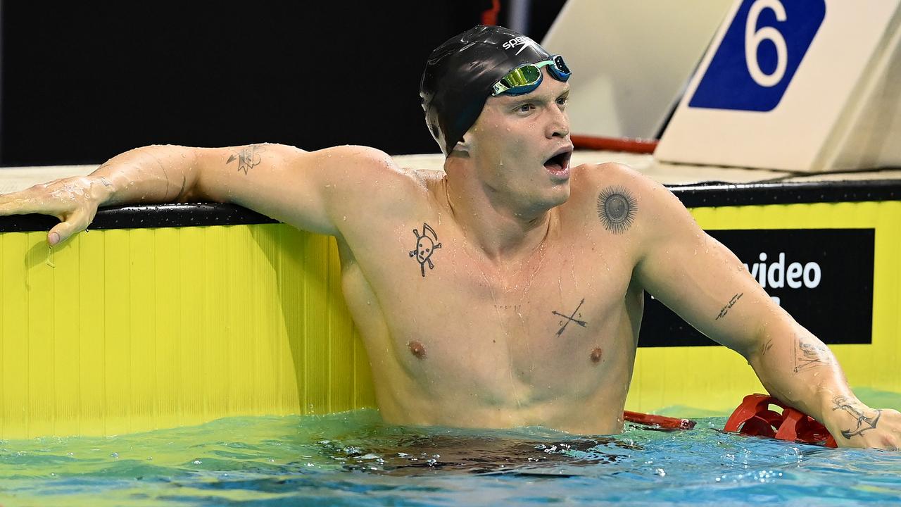 Cody Simpson catches his breath after finishing third in the Mens 100 Metre Butterfly Final. (Photo by Quinn Rooney/Getty Images)