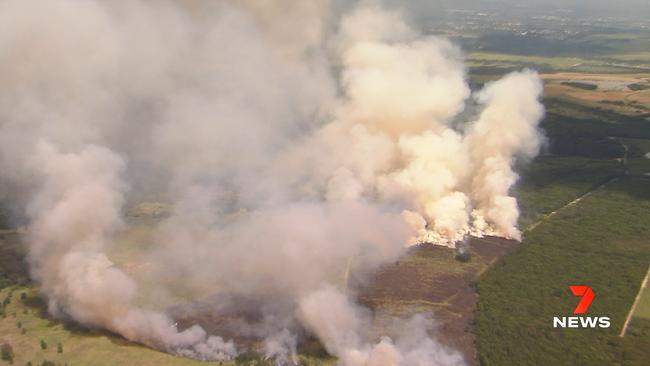 Queensland Fire and Emergency services were called to a grass fire in Pimpama. Photo: 7 News