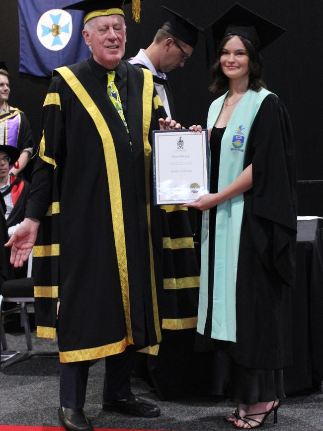 Kalani Guy graduated with a Bachelor of Nursing at the CQUniversity graduation ceremony in Bundaberg on December 14, 2023.
