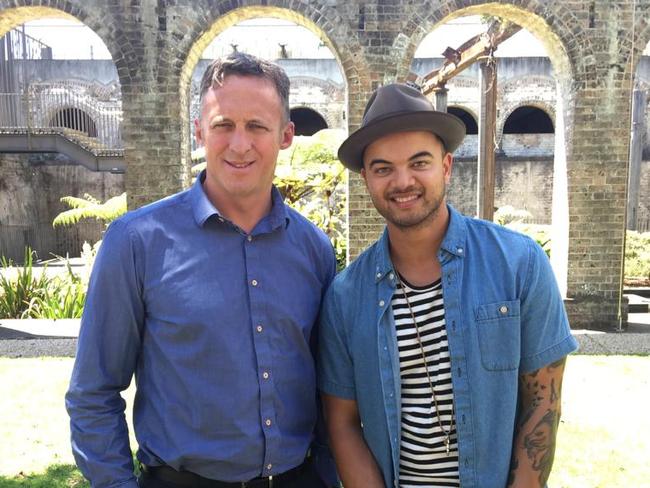 Titus Day and Guy Sebastian in happier times. Picture supplied